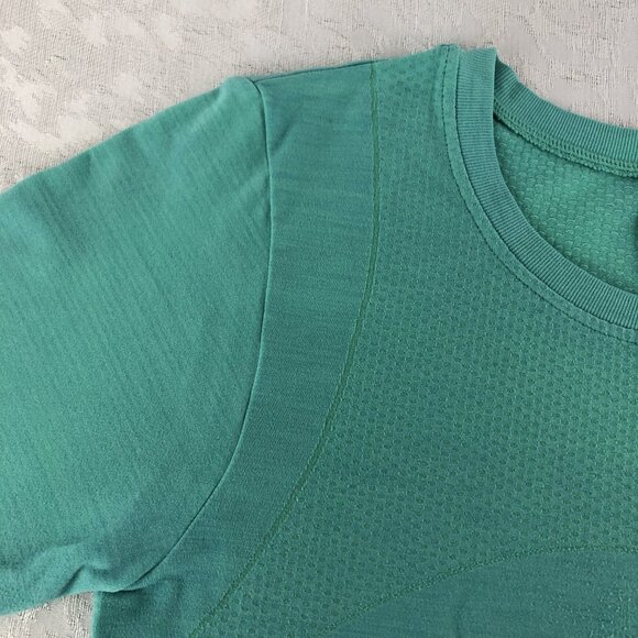 GapFit Green Ribbed Activewear Pullover Top with Long Sleeve Thumb Holes Size S - Picture 4 of 11